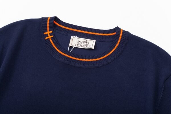 HERMES color blocked collar knit sweater round collar - Image 7