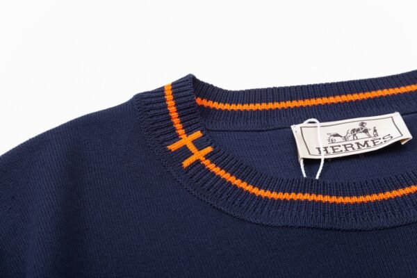 HERMES color blocked collar knit sweater round collar - Image 8