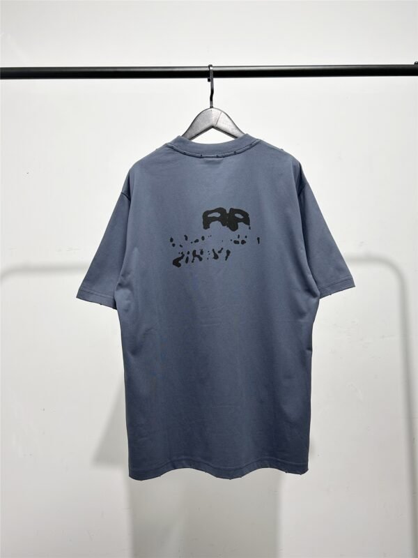 BALENCIAGA Men's and Women's Ink Splash Printed Letter Short Sleeve T-Shirt - Image 3