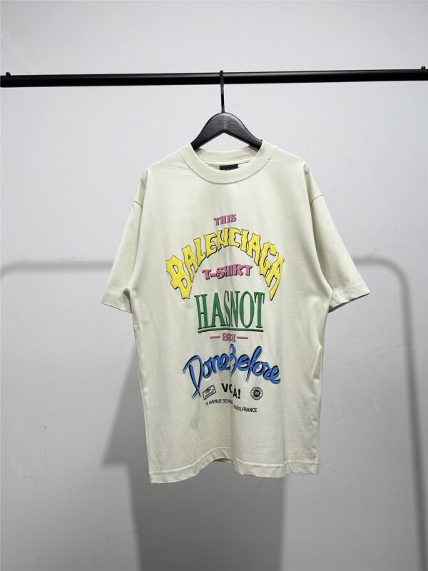 BALENCIAGA Men's and Women's Ink Splash Printed Letter Short Sleeve T-Shirt