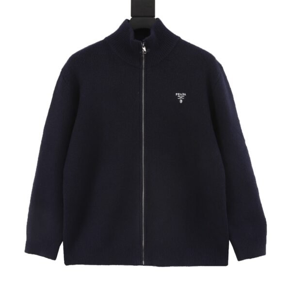 PRADA PRD24FW reverse triangle knit zipper cardigan jacket - Image 8