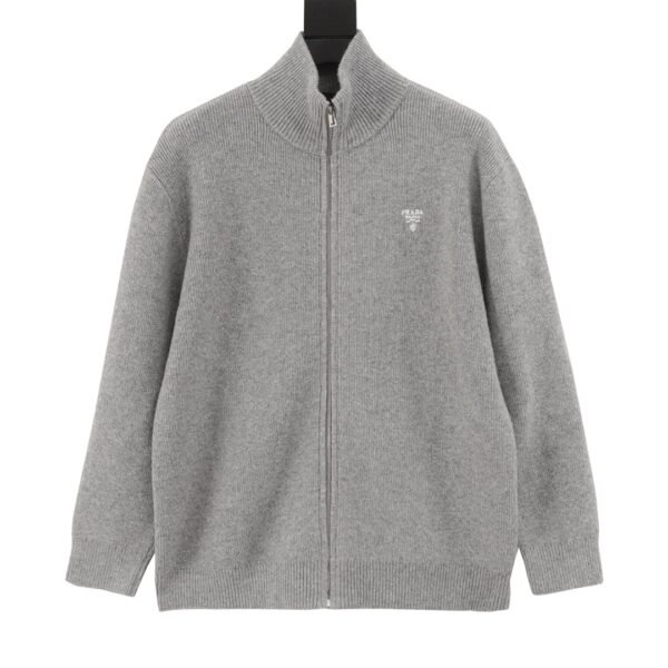 PRADA PRD24FW reverse triangle knit zipper cardigan jacket - Image 3