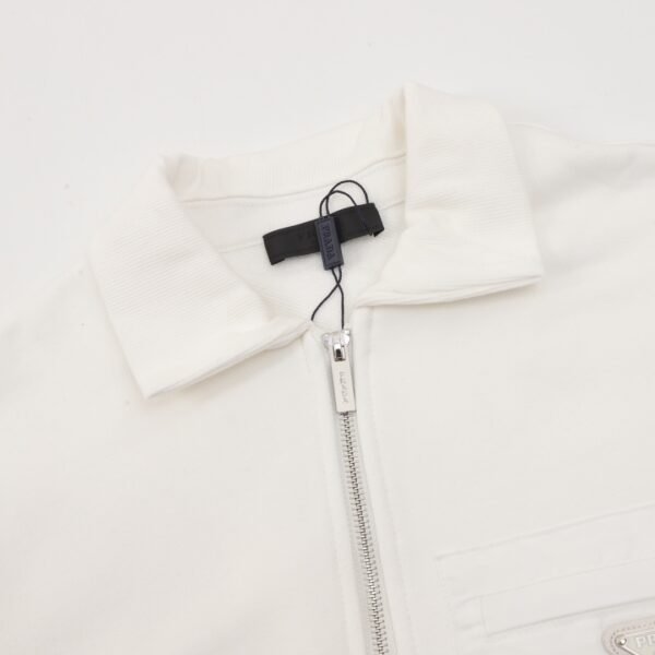 PRADA/Prada 24Fw Pocket Badge Triangle Label Half Zip Lapel Sweatshirt - Image 8