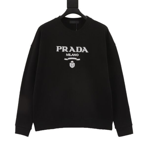 Prada 24Fw Toothbrush Embroidered Logo Casual Crew Neck Sweatshirt - Image 10