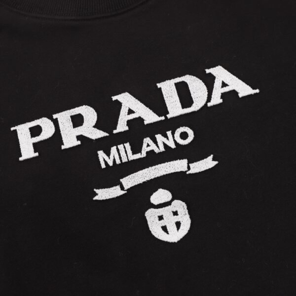 Prada 24Fw Toothbrush Embroidered Logo Casual Crew Neck Sweatshirt - Image 4