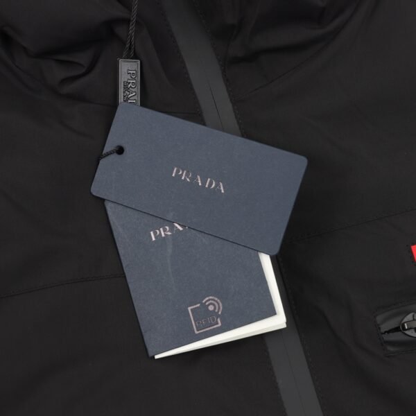 Prada 24Fw Red Label Embossed and Triangle Label Badge Hooded Down Jacket - Image 3