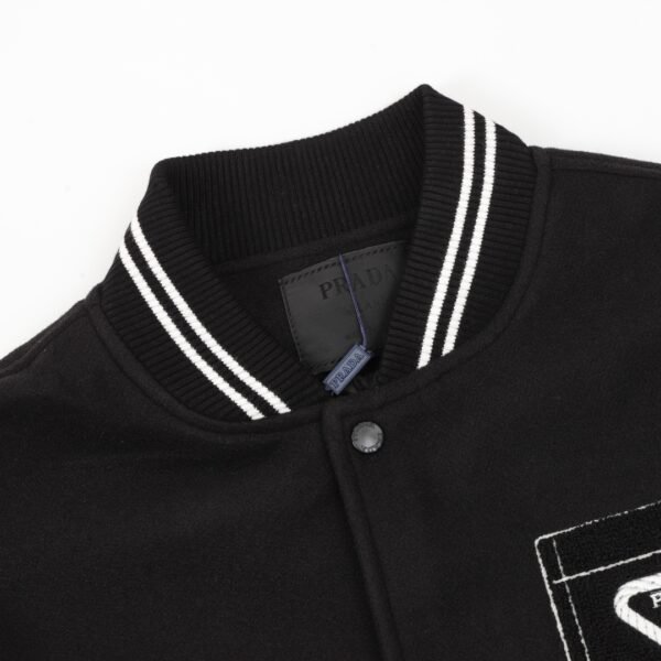 Prada Lambswool Patchwork Baseball Jacket Coat - Image 6