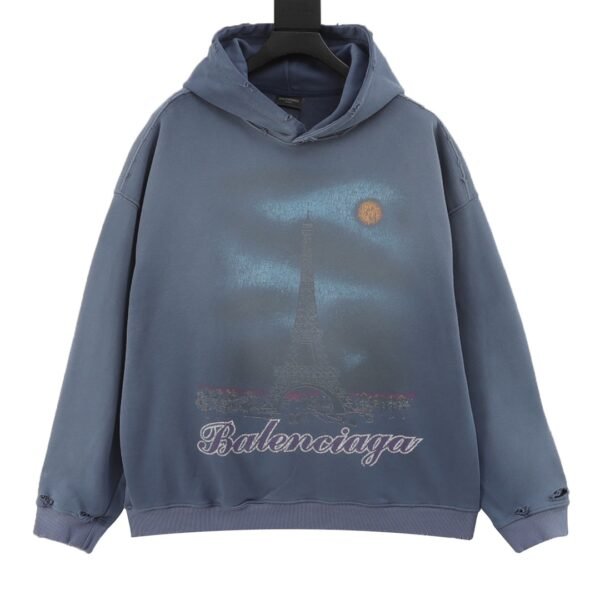 Balenciaga 24Fw Tower Inkjet Graffiti Hooded Sweatshirt