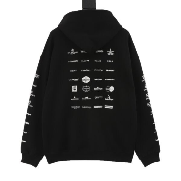 Balenciaga Classic All Over Logo Collection Hooded Sweatshirt - Image 3