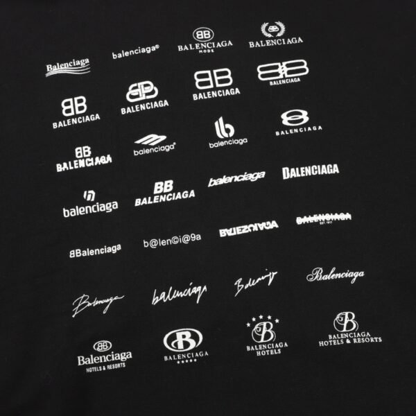 Balenciaga Classic All Over Logo Collection Hooded Sweatshirt - Image 8