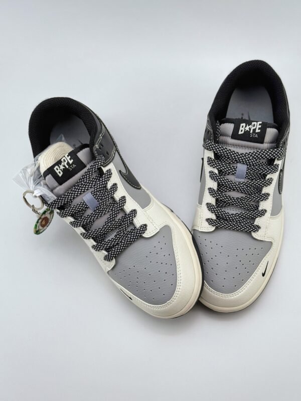 Nike SB Dunk Low x BAPE White Gray Black - Image 3