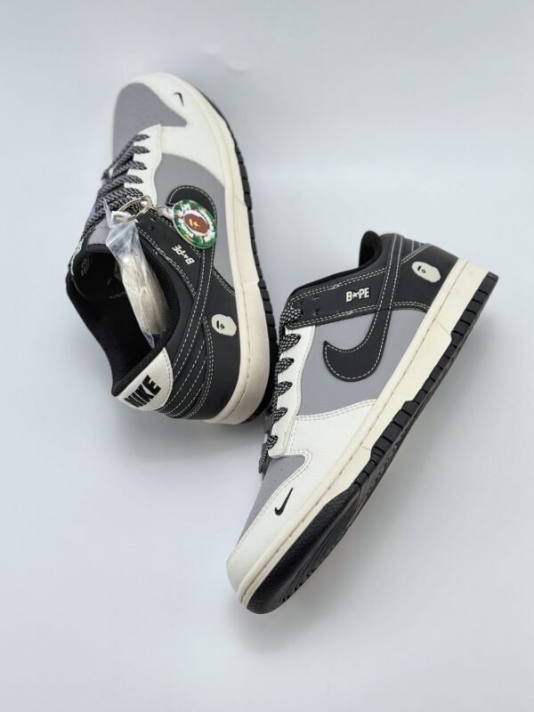 Nike SB Dunk Low x BAPE White Gray Black - Image 4