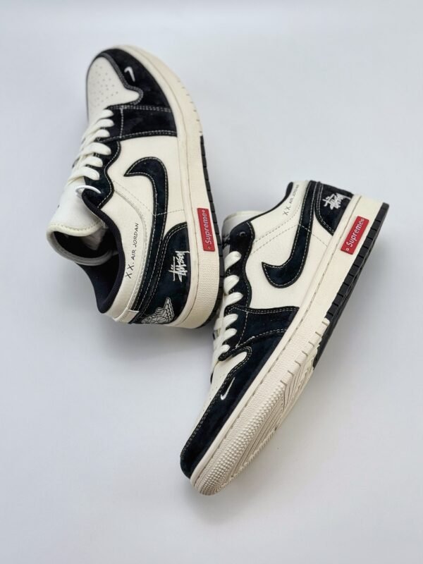 Air Jordan 1 Retro Low x Supreme x Stussy Beige Black - Image 4