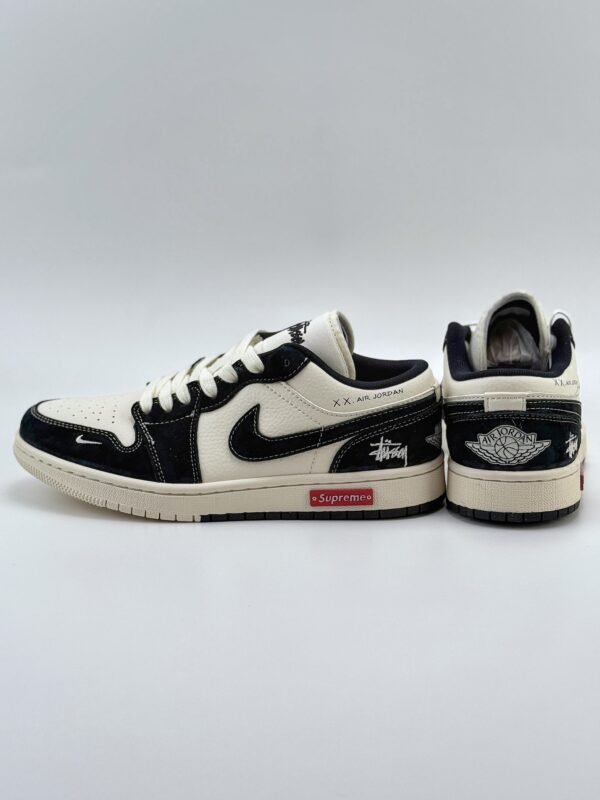 Air Jordan 1 Retro Low x Supreme x Stussy Beige Black - Image 6