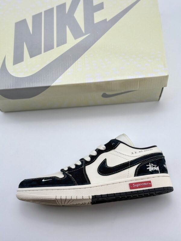 Air Jordan 1 Retro Low x Supreme x Stussy Beige Black - Image 8