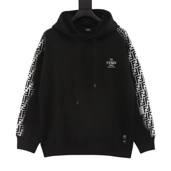 Fendi 24Fw Hooded Sweatshirt with Embroidered Letters on Chest and Double F Webbing on Sides