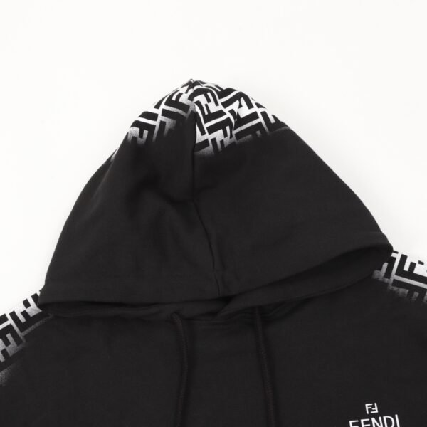Fendi 24Fw Hooded Sweatshirt with Embroidered Letters on Chest and Double F Webbing on Sides - Image 4