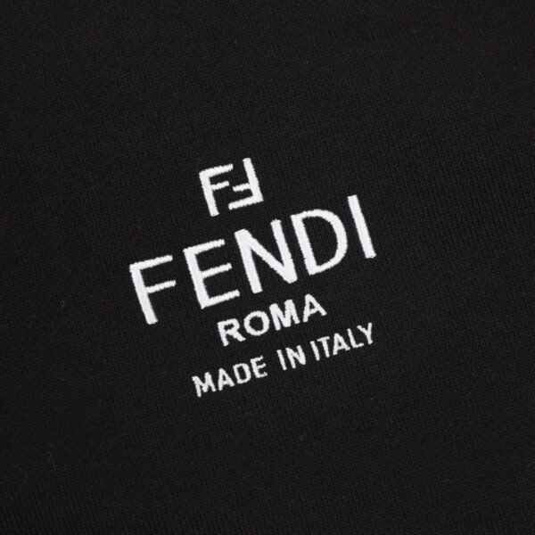 Fendi 24Fw Hooded Sweatshirt with Embroidered Letters on Chest and Double F Webbing on Sides - Image 5