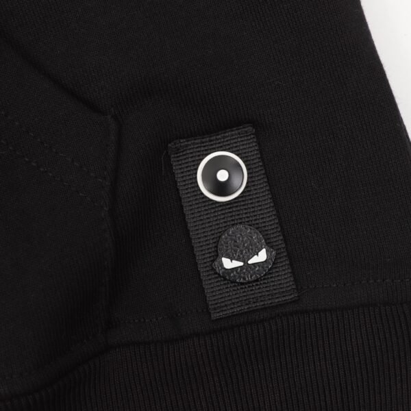 Fendi 24Fw Hooded Sweatshirt with Embroidered Letters on Chest and Double F Webbing on Sides - Image 9