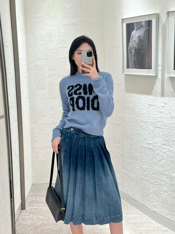 DIOR💥High-end quality guarantee👍🏻Exclusive first 😘💯Overseas original single💯[DR haze blue large letters long sleeve round neck sweater] - Image 16