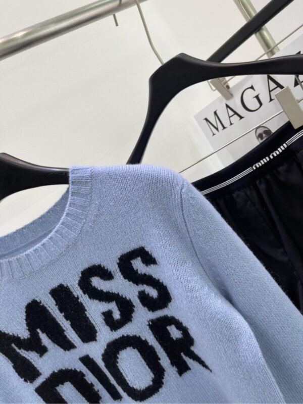 DIOR💥High-end quality guarantee👍🏻Exclusive first 😘💯Overseas original single💯[DR haze blue large letters long sleeve round neck sweater] - Image 5