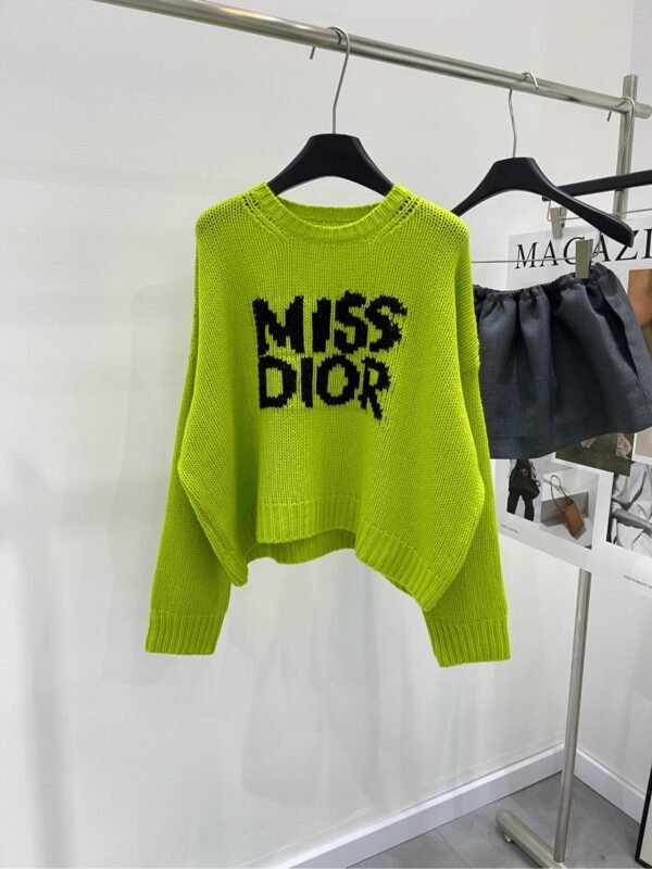 DIOR 💥High-end quality guarantee👍🏻 exclusive first 💯Overseas original single 💯[D grass green large letters loose sweater] - Image 7