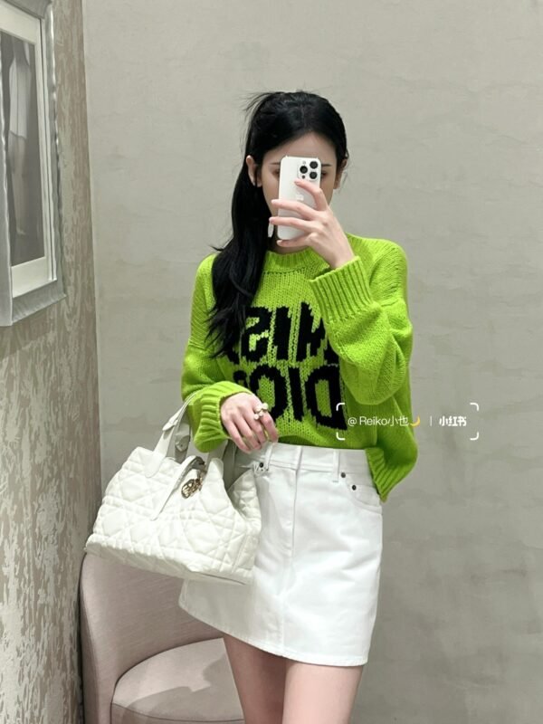 DIOR 💥High-end quality guarantee👍🏻 exclusive first 💯Overseas original single 💯[D grass green large letters loose sweater] - Image 2