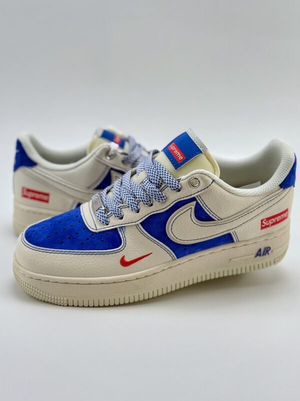 Nike Air Force 1 Low 07 x Supreme Beige White Bao Blue Red
