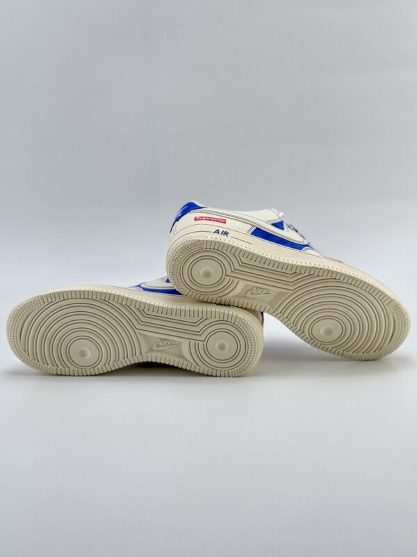 Nike Air Force 1 Low 07 x Supreme Beige White Bao Blue Red - Image 7