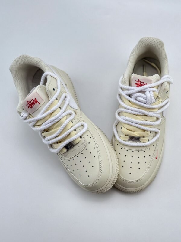 Nike Air Force 1 Low 07 x Stussy Beige White Red - Image 3