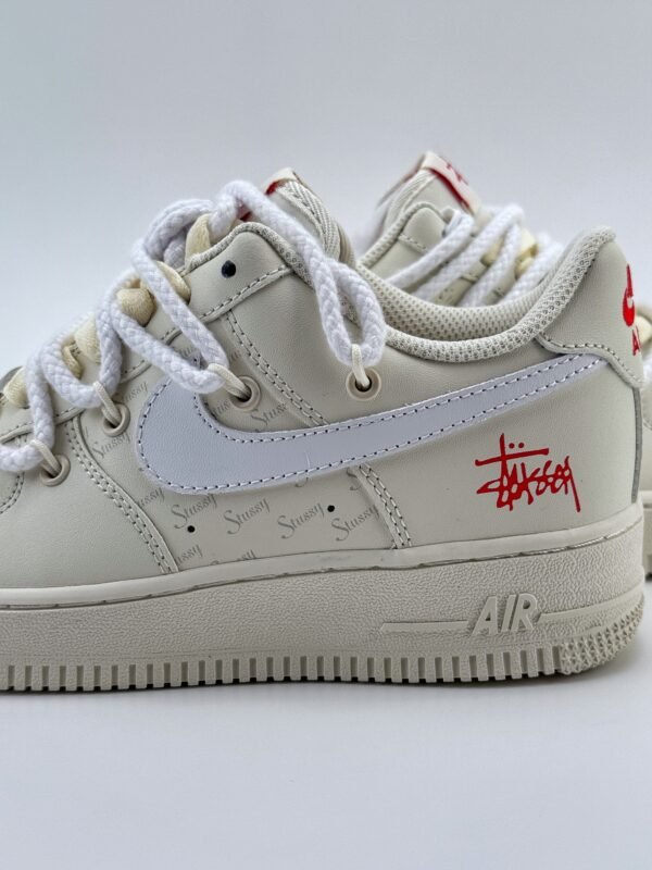 Nike Air Force 1 Low 07 x Stussy Beige White Red - Image 10