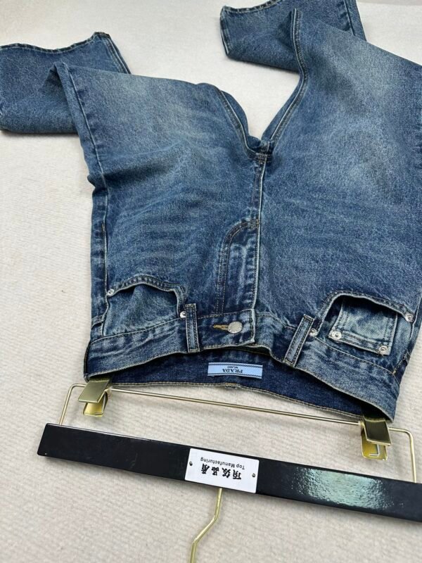 PRADA😍High-end quality guaranteed 👍Exclusive first 😘Prada Pra*a Back Pocket Triangle Label Cigarette Pipe Denim Trousers (Women's) - Image 6