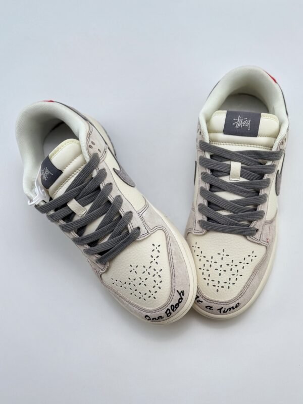 Nike SB Dunk Low x Supreme x Stussy Beige Gray Red - Image 3