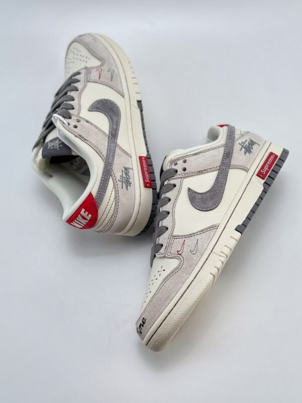 Nike SB Dunk Low x Supreme x Stussy Beige Gray Red - Image 4