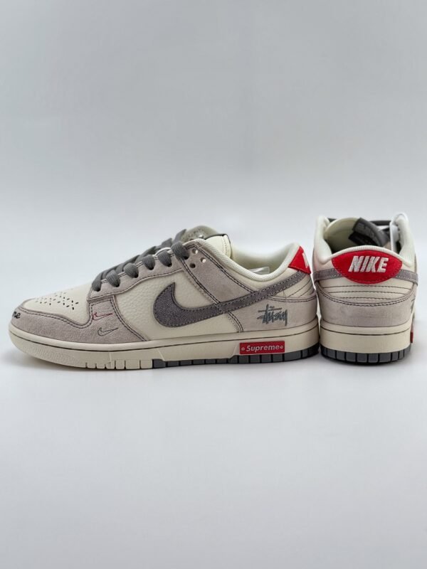 Nike SB Dunk Low x Supreme x Stussy Beige Gray Red - Image 6