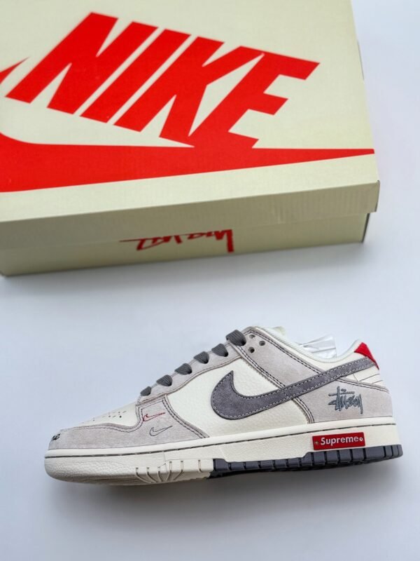 Nike SB Dunk Low x Supreme x Stussy Beige Gray Red - Image 8