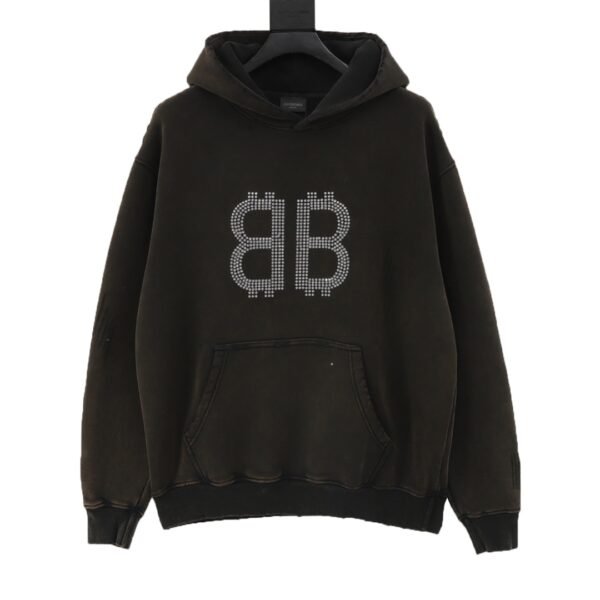 Balenciaga Double B Bitcoin Drilling Padded Hooded Sweatshirt - Image 10