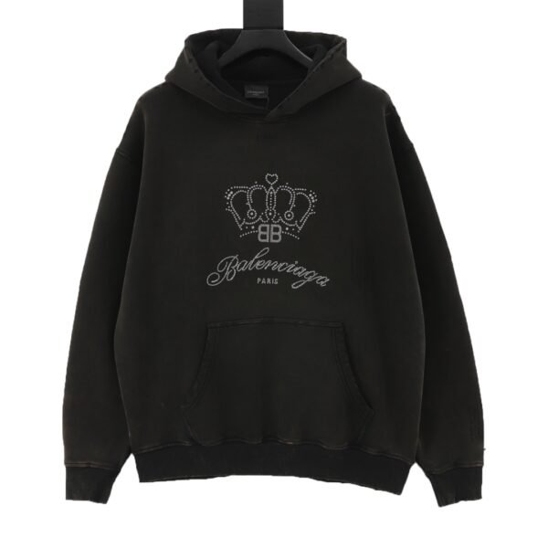 Balenciaga/Parisian family Crown diamond padded hooded sweatshirt - Image 10