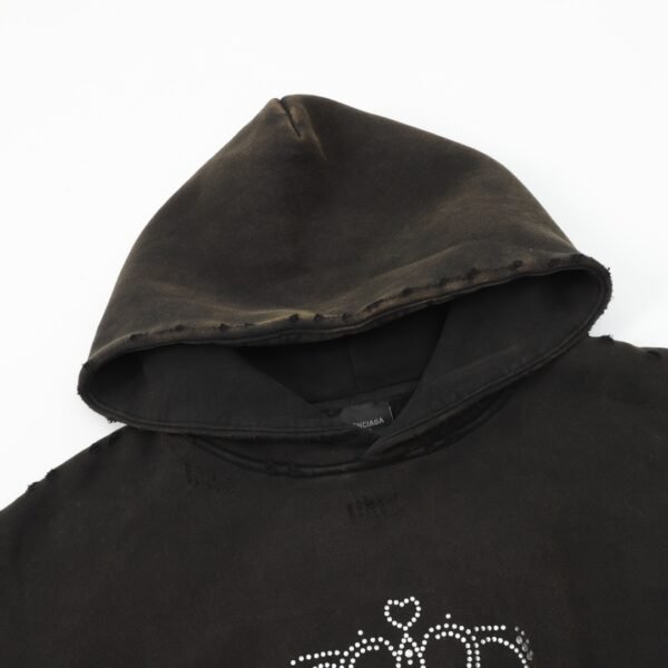 Balenciaga/Parisian family Crown diamond padded hooded sweatshirt - Image 9