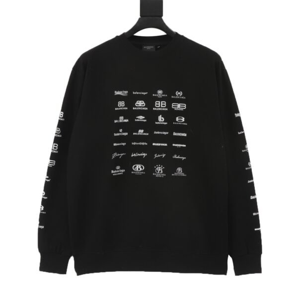 Balenciaga Classic all-over logo collection print crew neck sweater - Image 6