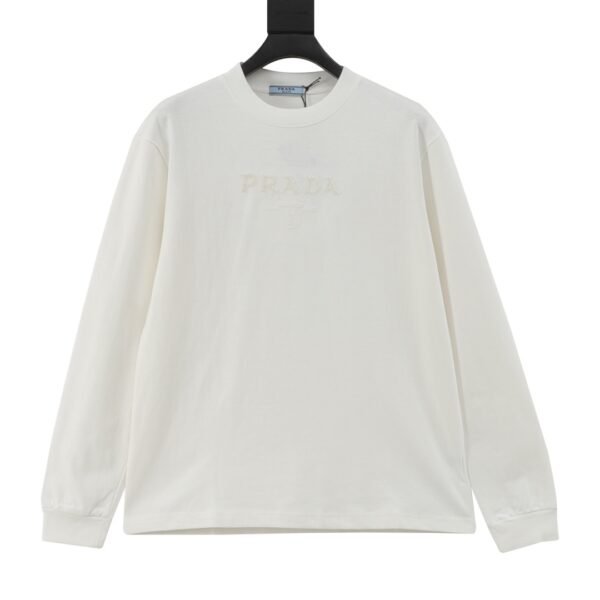 Prada chest dark patterned toothbrush embroidered logo long sleeve T-shirt