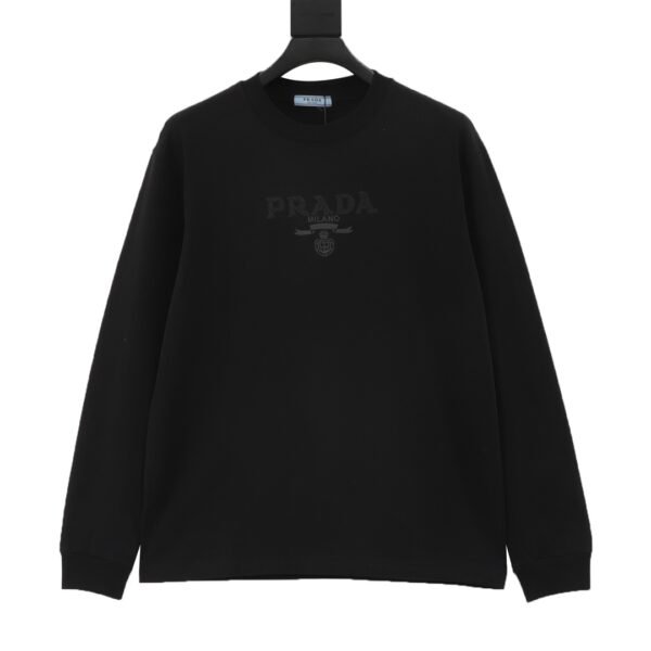 Prada chest dark patterned toothbrush embroidered logo long sleeve T-shirt