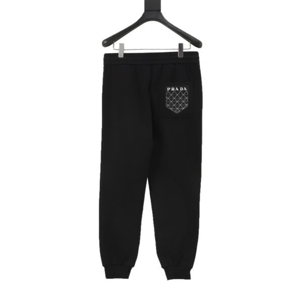 Prada 24Fw Leather Tagged Padded Trousers with Metal Triangle Label and Back Pockets - Image 5