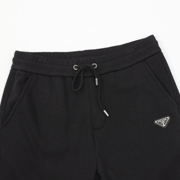 Prada 24Fw Leather Tagged Padded Trousers with Metal Triangle Label and Back Pockets - Image 7