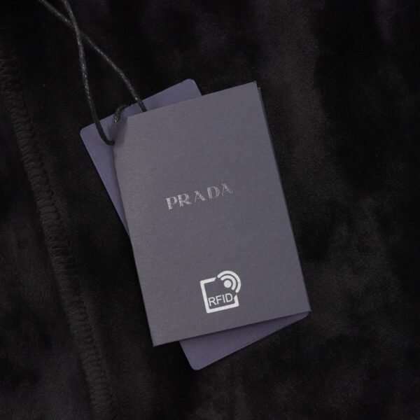 Prada 24Fw Leather Tagged Padded Trousers with Metal Triangle Label and Back Pockets - Image 3
