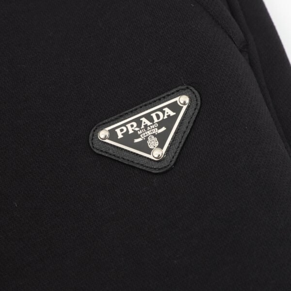 Prada 24Fw Leather Tagged Padded Trousers with Metal Triangle Label and Back Pockets - Image 2