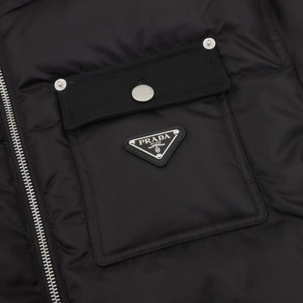 Prada PRD Nylon Logo Flap Pocket Stand Collar Down Jacket - Image 2