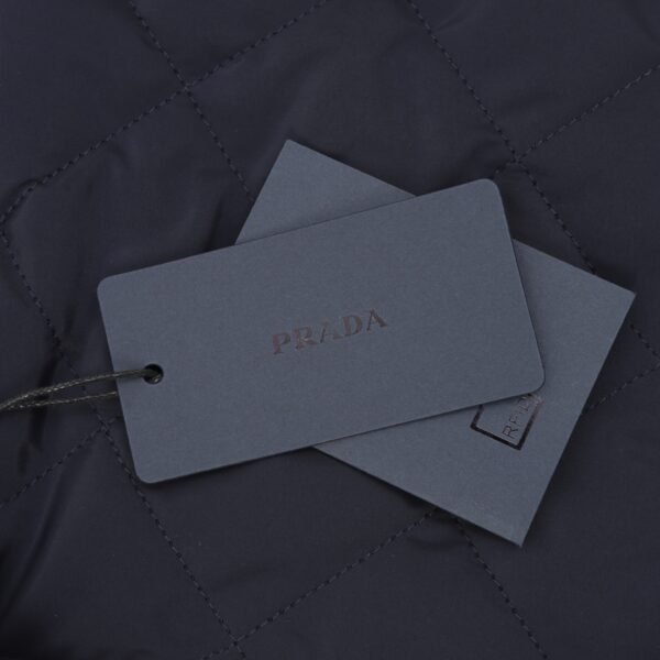 Prada 24Fw Corduroy Collar Triangle Label Lattice Cotton Jacket - Image 2