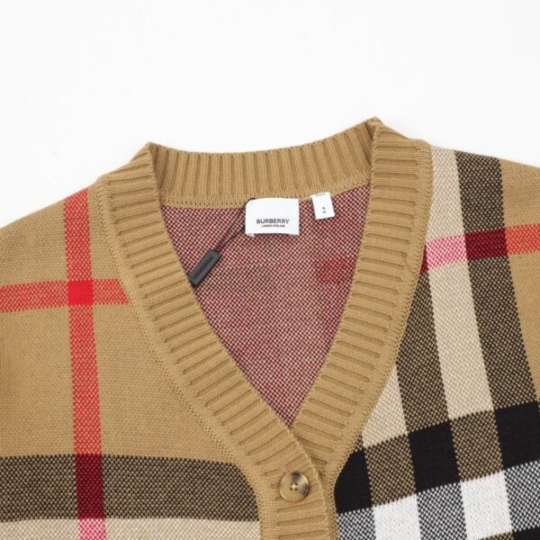 Burberry Striped Plaid Jacquard Knit Sweater Cardigan - Image 2
