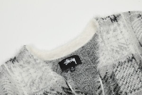 ST07#P249 „Exklusiver Stil, echte Form.“ STUSSY Stussy Plaid V-neck Buttoned Classic Autumn and Winter Cardigan Jacket - Image 9